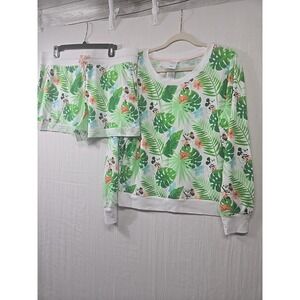 Disney Mickey & Minnie Mouse Tropical Shirt‎ Shorts Pajama Pjs Lounge Women's XL